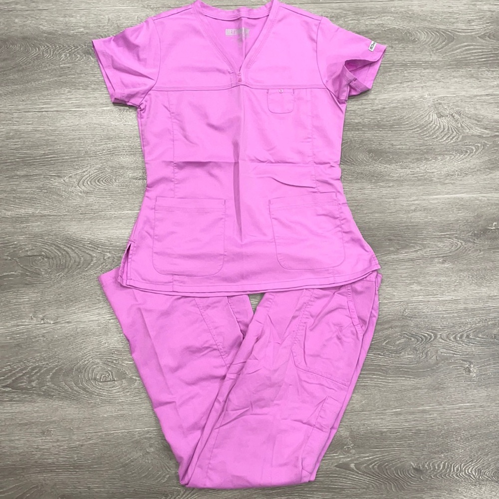 Purplish pink greys anatomy scrub set